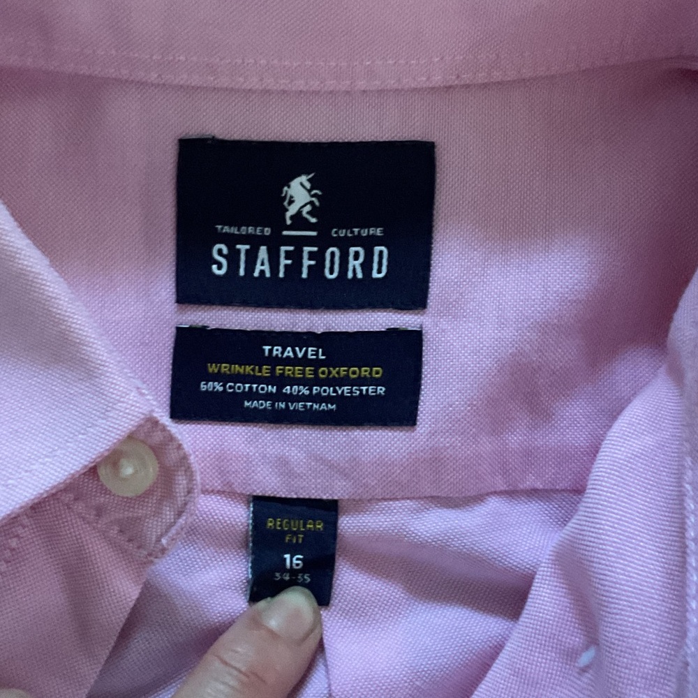 Stafford Light Pink Dress Shirt 16/34 - Picture 2 of 3